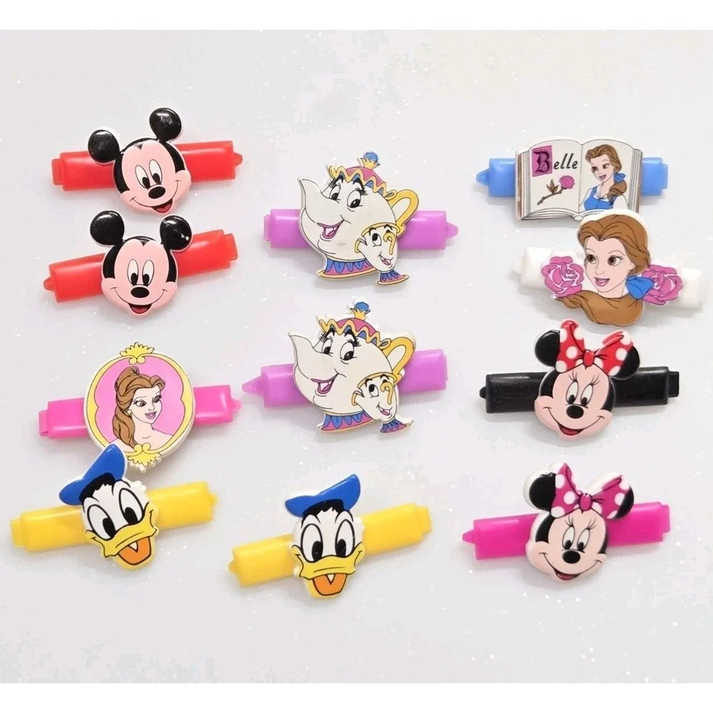 Vintage 90s Goody Beauty‎ & The Beast Mickey Minnie Donald Disney Hair Barrettes